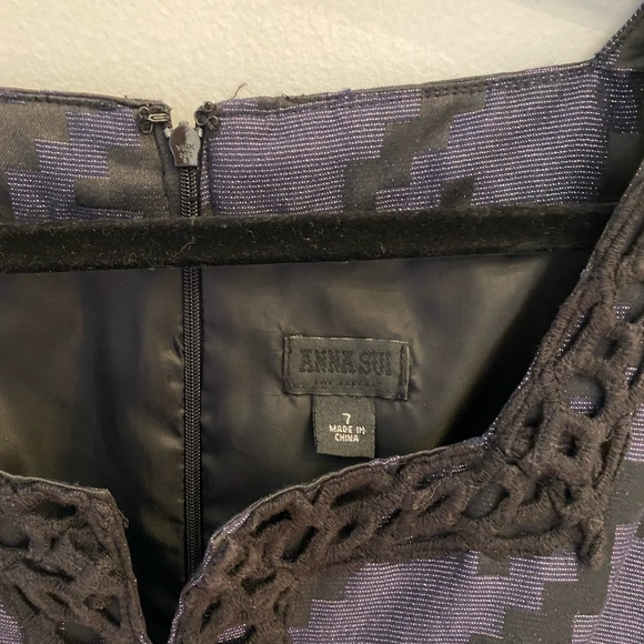 Anna Sui Black/Purple Dress Size 7 - Picture 3 of 8